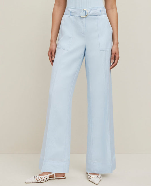 The Belted Wide-Leg Pant in Linen Blend — Curvy Fit
