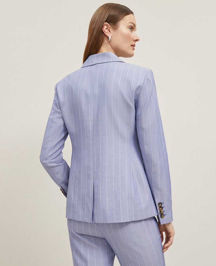 The Petite Double Breasted Cutaway Blazer in Pinstripe