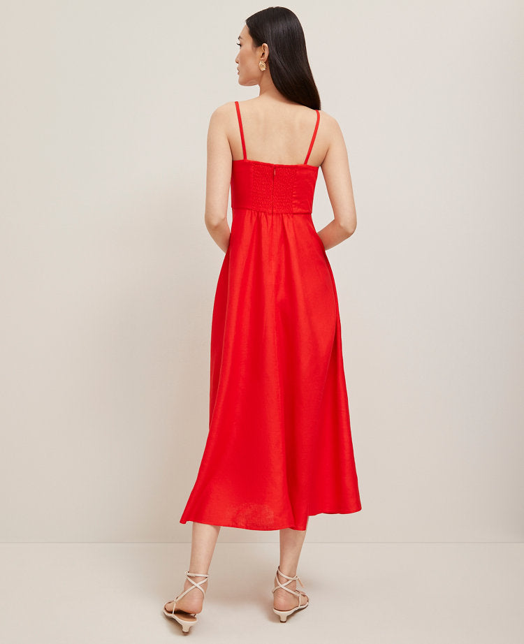 Petite Linen Blend Midi Dress