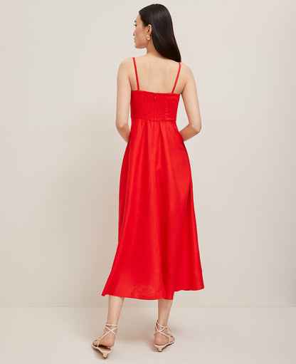 Petite Linen Blend Midi Dress