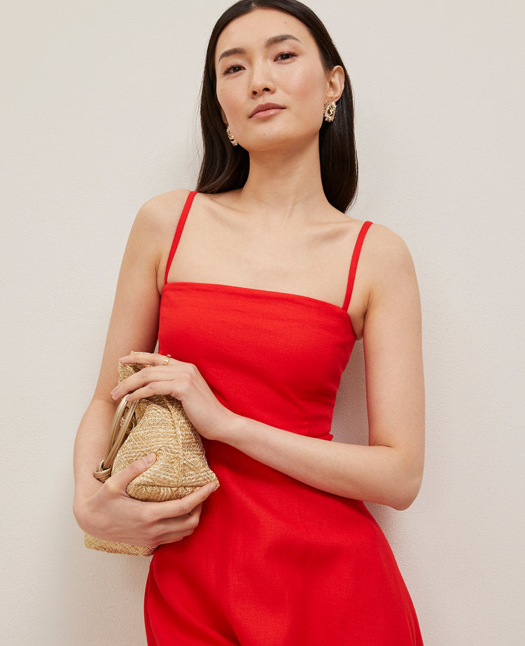 Petite Linen Blend Midi Dress