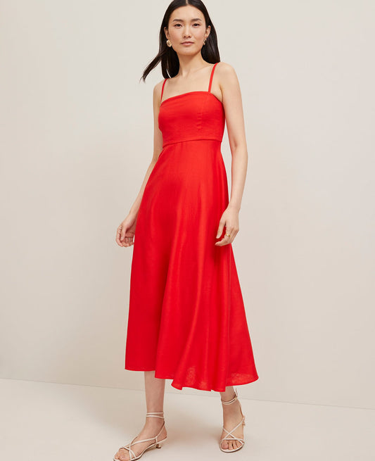 Petite Linen Blend Midi Dress