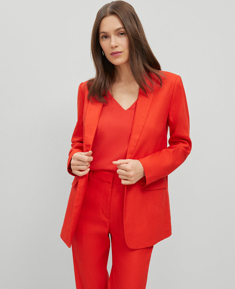 The Petite Longline Blazer in Linen Blend