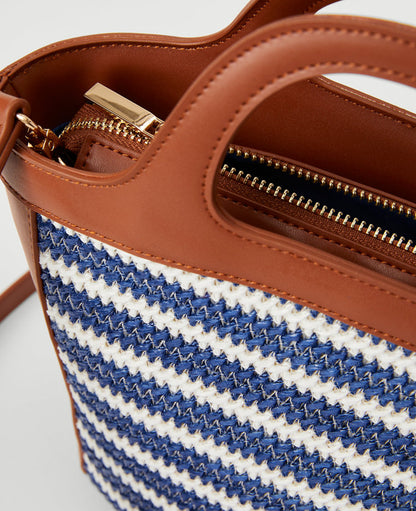 Weekend Collection Striped Straw Shoulder Bag