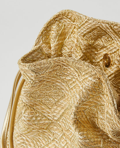 Metallic Drawstring Clutch Bag