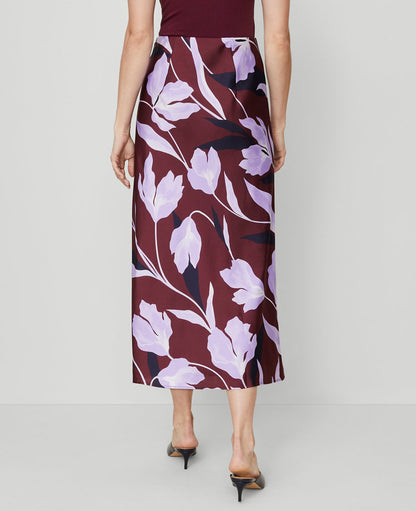 Floral Satin Bias Slip Skirt