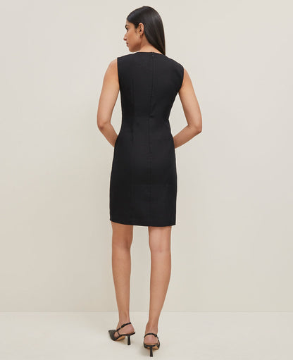 The Petite Square Neck Shift Dress in Linen Blend