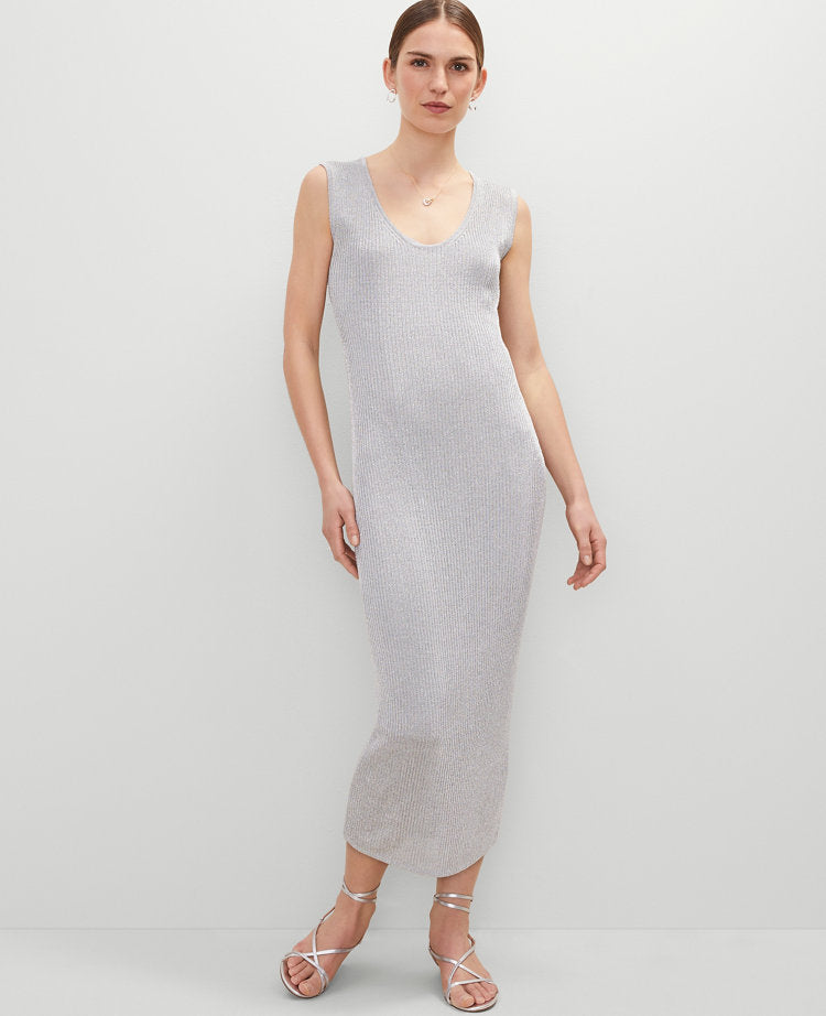 Petite Scoop Neck Lurex  Dress