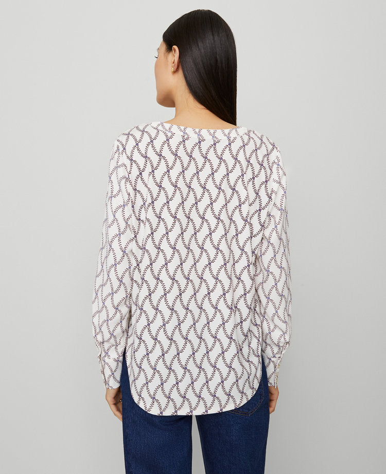 Petite Floral Mixed Media Pleat Front Top
