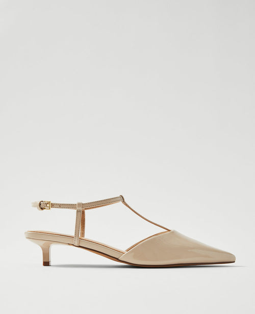 Patent T-Strap Kitten Heel Pumps
