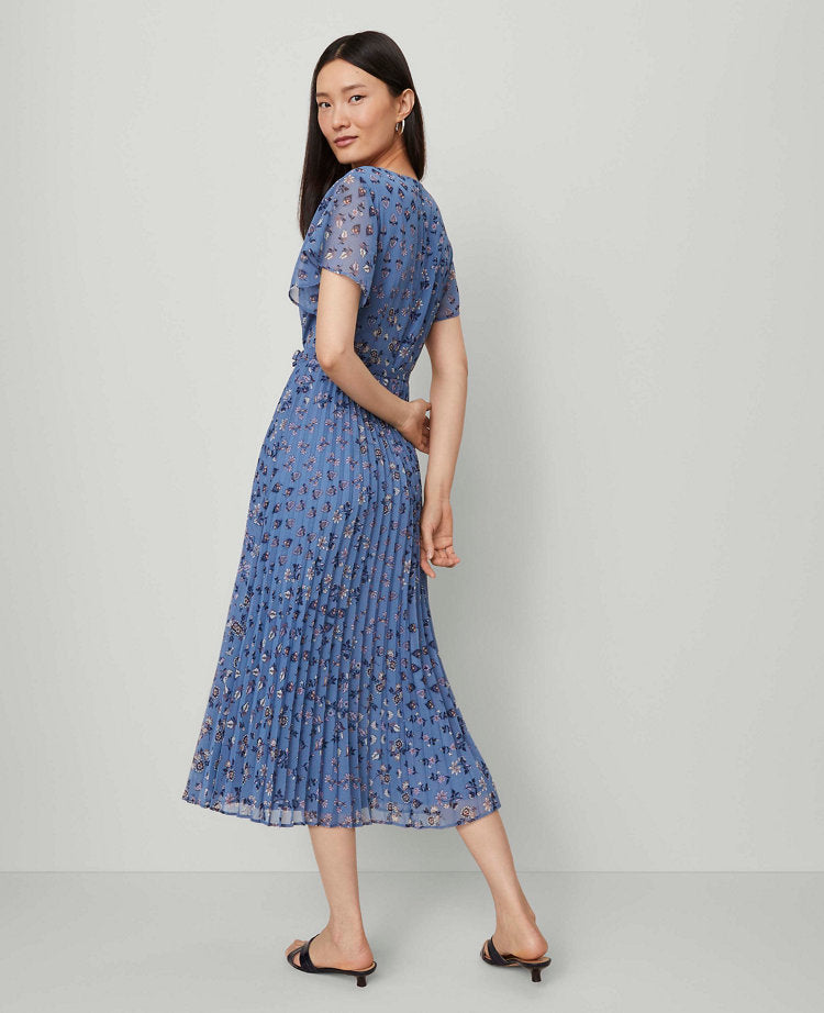 Floral Pleated Midi Dress