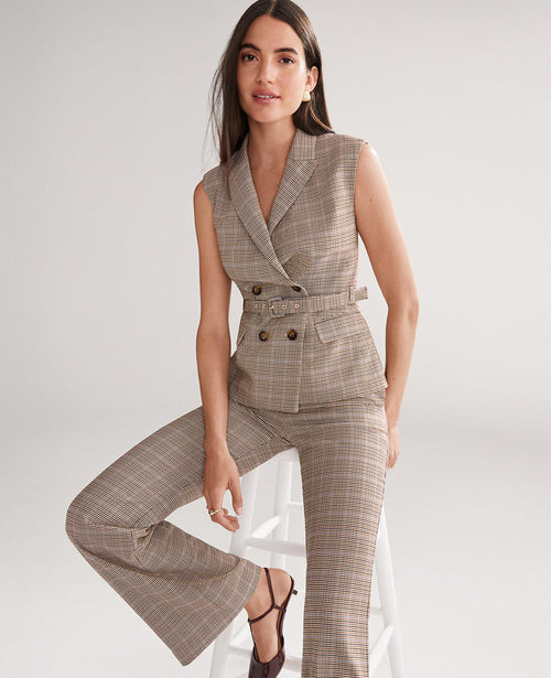 Belted Vest in Plaid