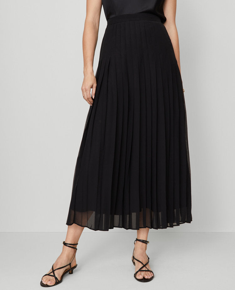 Petite Chiffon Pleated Maxi Skirt