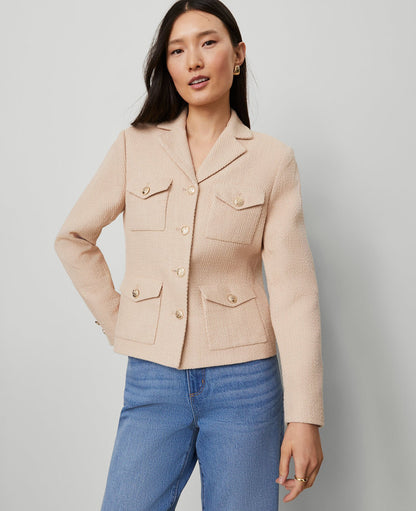 The Petite Military Blazer Jacket in Tweed