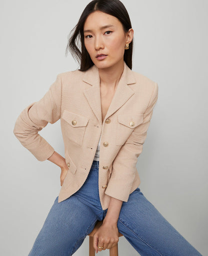The Petite Military Blazer Jacket in Tweed