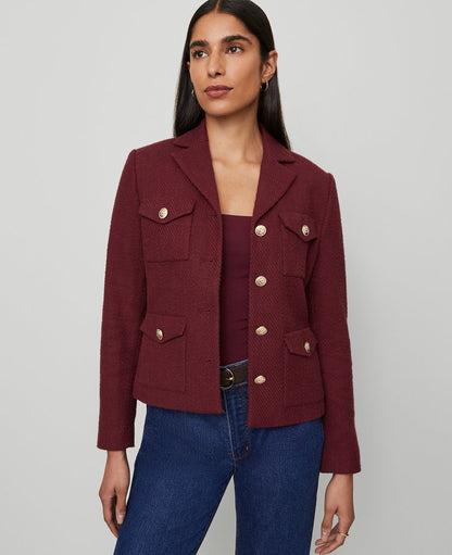 The Petite Military Blazer Jacket in Tweed