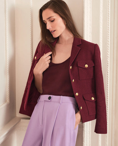 The Petite Military Blazer Jacket in Tweed