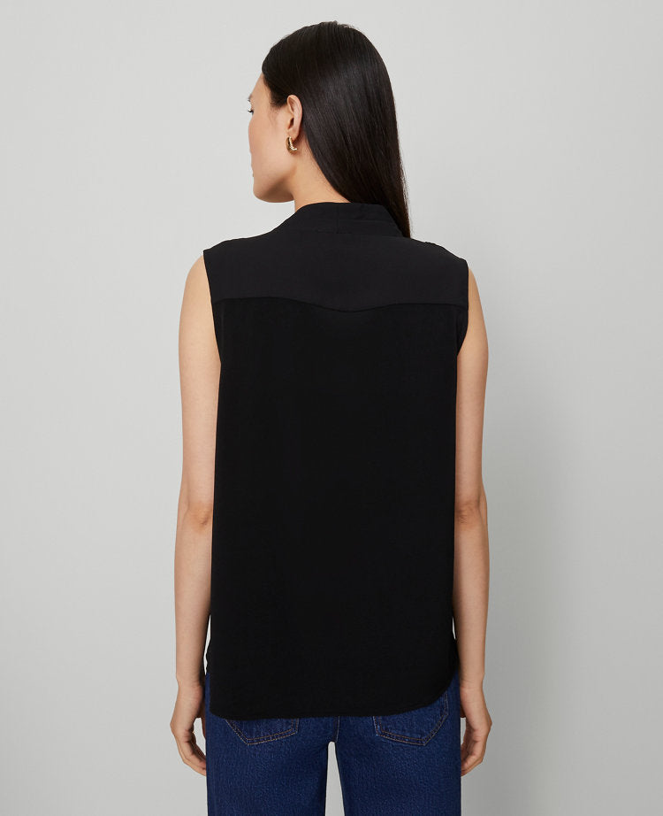 Petite Mixed Media V-Neck Top