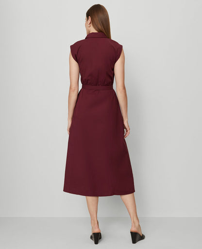Petite Belted Flare Midi Shirtdress