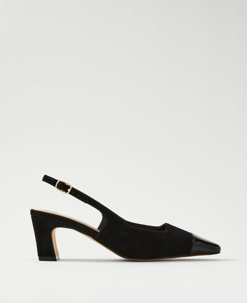 Cap Toe Suede Slingback Pumps