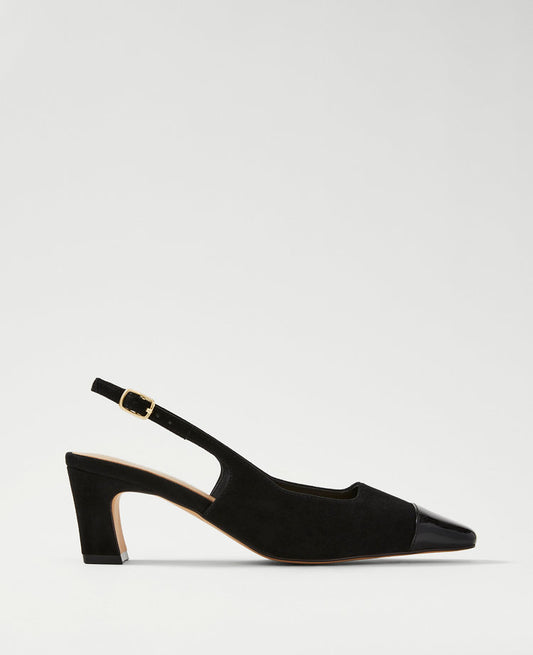 Cap Toe Suede Slingback Pumps