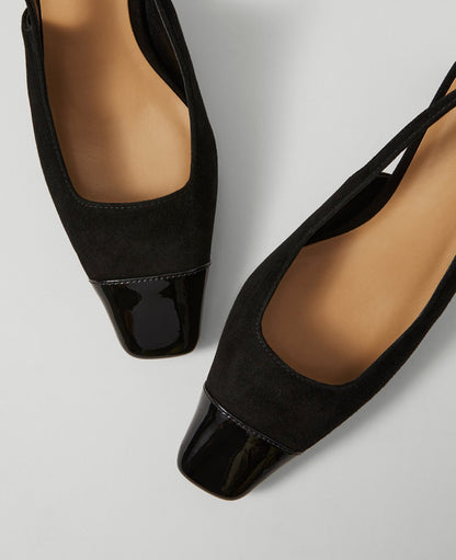 Cap Toe Suede Slingback Pumps