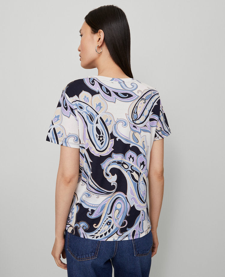 Petite Paisley Crew Neck Tee
