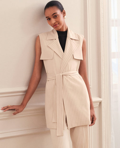 Pinstriped Trench Vest