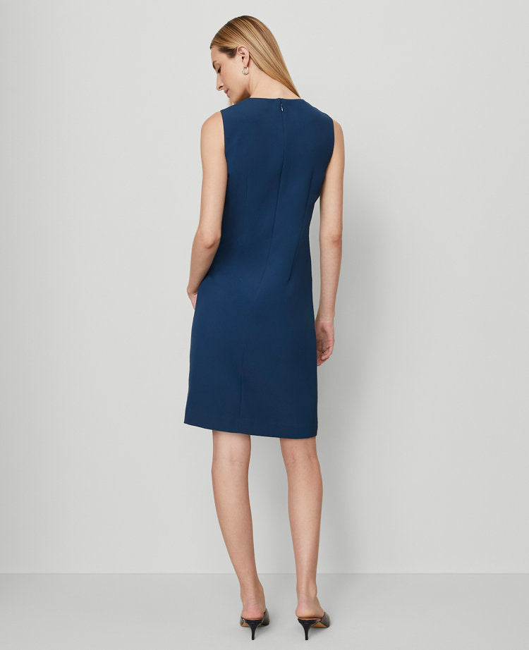 The Crew Neck Shift Dress in Fluid Crepe