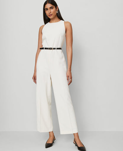 Petite Belted Halter Jumpsuit