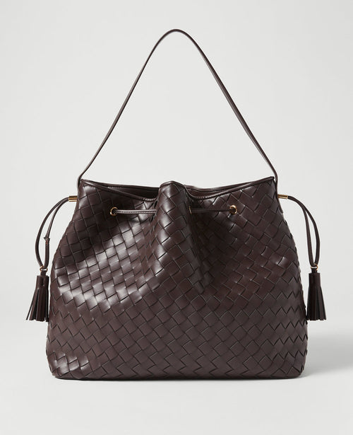 Woven Drawstring Bucket Bag