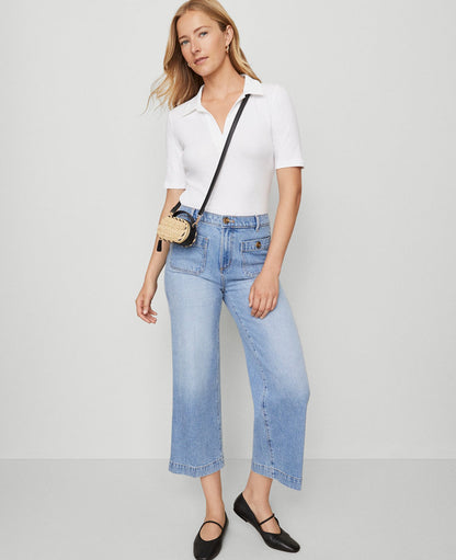 Petite Weekend Collection Split Neck Polo Top