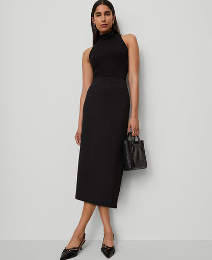 Petite Fluid Crepe Pocket Midi Skirt