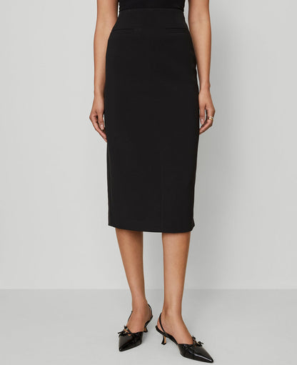 Petite Fluid Crepe Pocket Midi Skirt