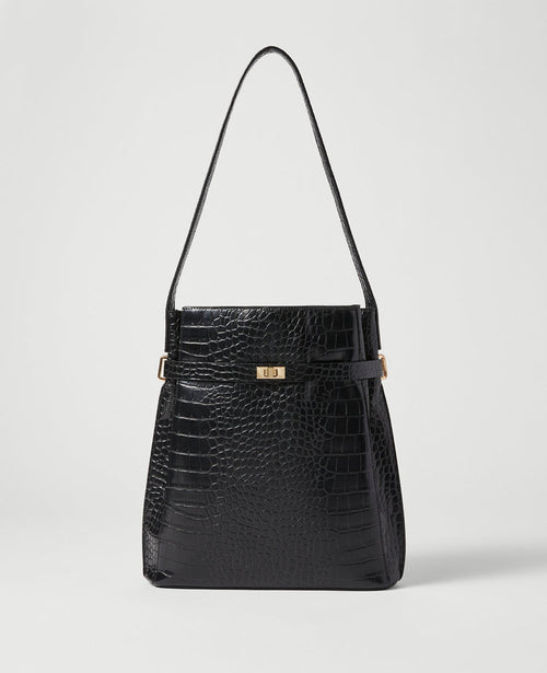 Croco Belted Bucket Bag