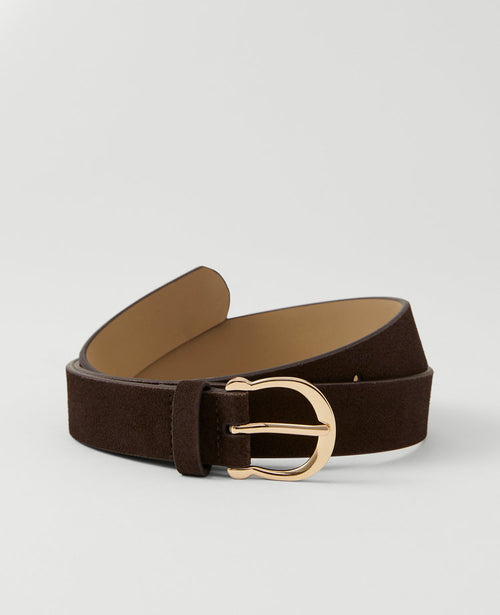 Round Buckle Suede Belt