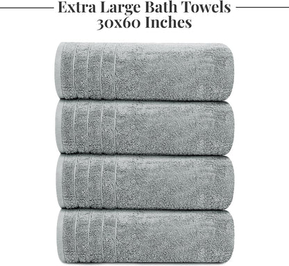 Tens Towels Extra Large Bath Towels 30 x 60 Inches, 100% Cotton, Larger & Lighter, Quicker to Dry, Lighter Weight, Super Soft and Absorbent, Perfect Bathroom Towels