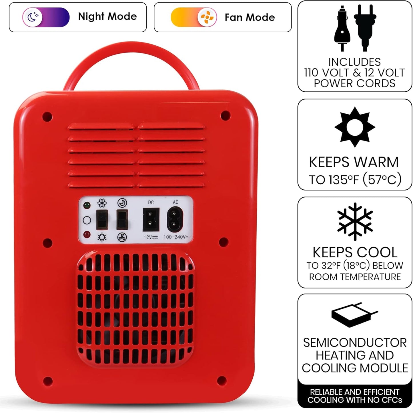 Coca-Cola Classic Coke Bottle 4L Mini Fridge w/ 12V DC and 110V AC Cords, 6 Can Portable Cooler, Personal Travel Refrigerator for Snacks Lunch Drinks Cosmetics, Desk Home Office Dorm, Red