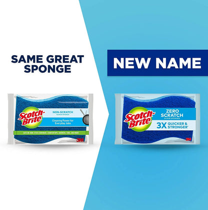 Scotch-Brite Zero Scratch Non-Scratch Scrub Sponges, Sponges for Cleaning Kitchen, Bathroom, and Household, non-scratch Sponges Safe for Non-Stick Cookware, 9 Scrubbing Sponges