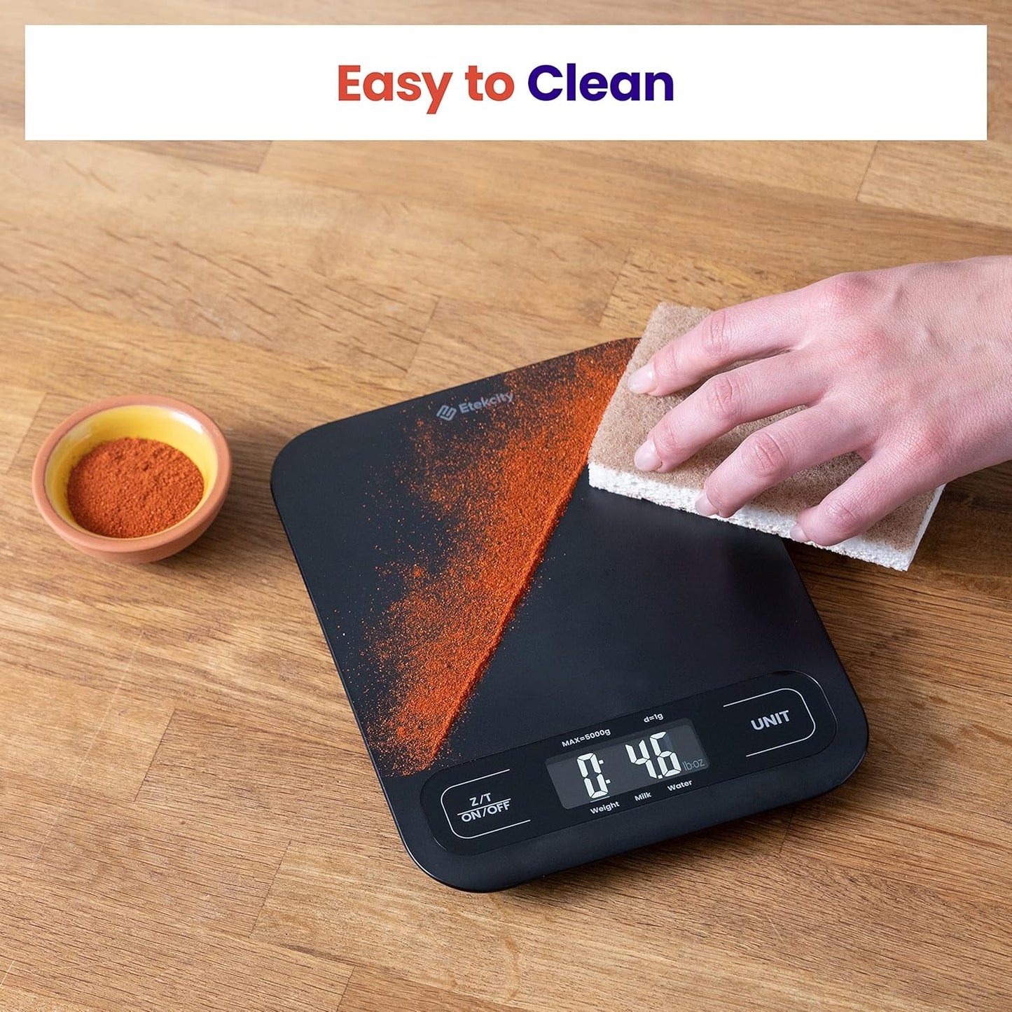 Etekcity Food Kitchen Scale, Digital Grams and Ounces for Weight Loss, Baking, Cooking, Keto and Meal Prep, LCD Display, Medium, 304 Stainless Steel