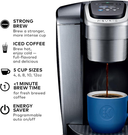 Keurig K-Elite Single Serve K-Cup Pod Coffee Maker, with Strength and Temperature Control, Iced Coffee Capability, 8 to 12oz Brew Size, Programmable, Brushed Slate
