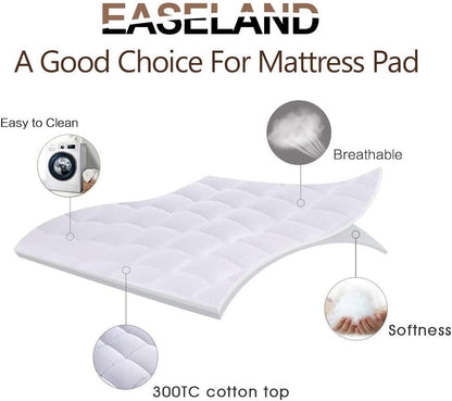 Queen Size Mattress Pad Pillow Top Mattress Cover Quilted