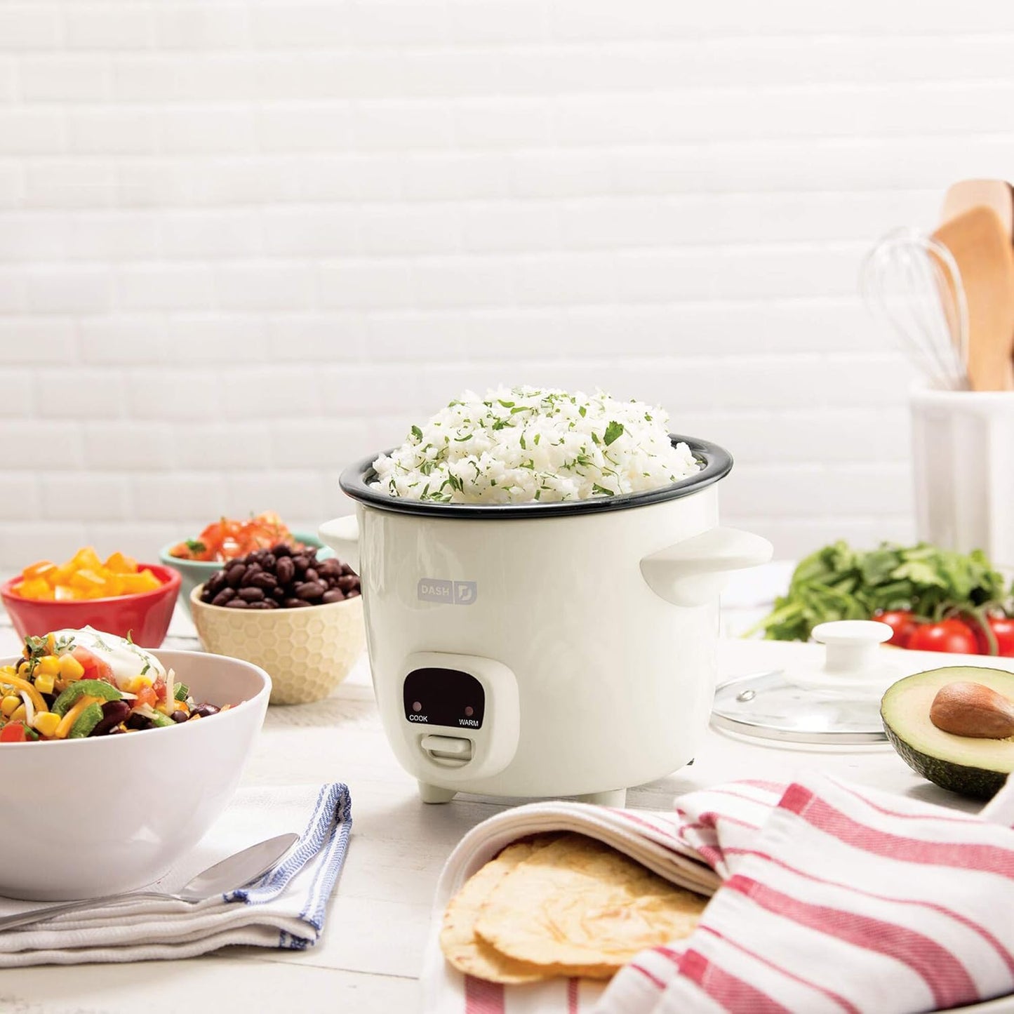 DASH Mini Rice Cooker Steamer with Removable Nonstick Pot, Keep Warm Function & Recipe Guide, .5 Quart, for Soups, Stews, Grains & Oatmeal - Aqua