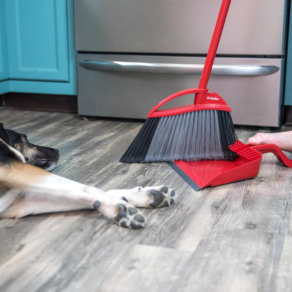 O-Cedar One Sweep Broom with Step-On Dustpan | Remove 99% with One Sweep | Lightweight Quiet Cleaning Tool | Ideal for Pet Owners