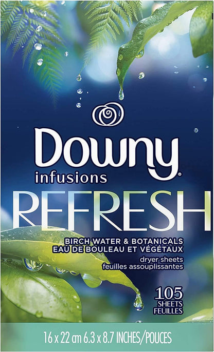 Downy Infusions Mega Dryer Sheets, Laundry Fabric Softener, CALM, Lavender and Vanilla Bean, 180 Count (3 box of 60 sheets)