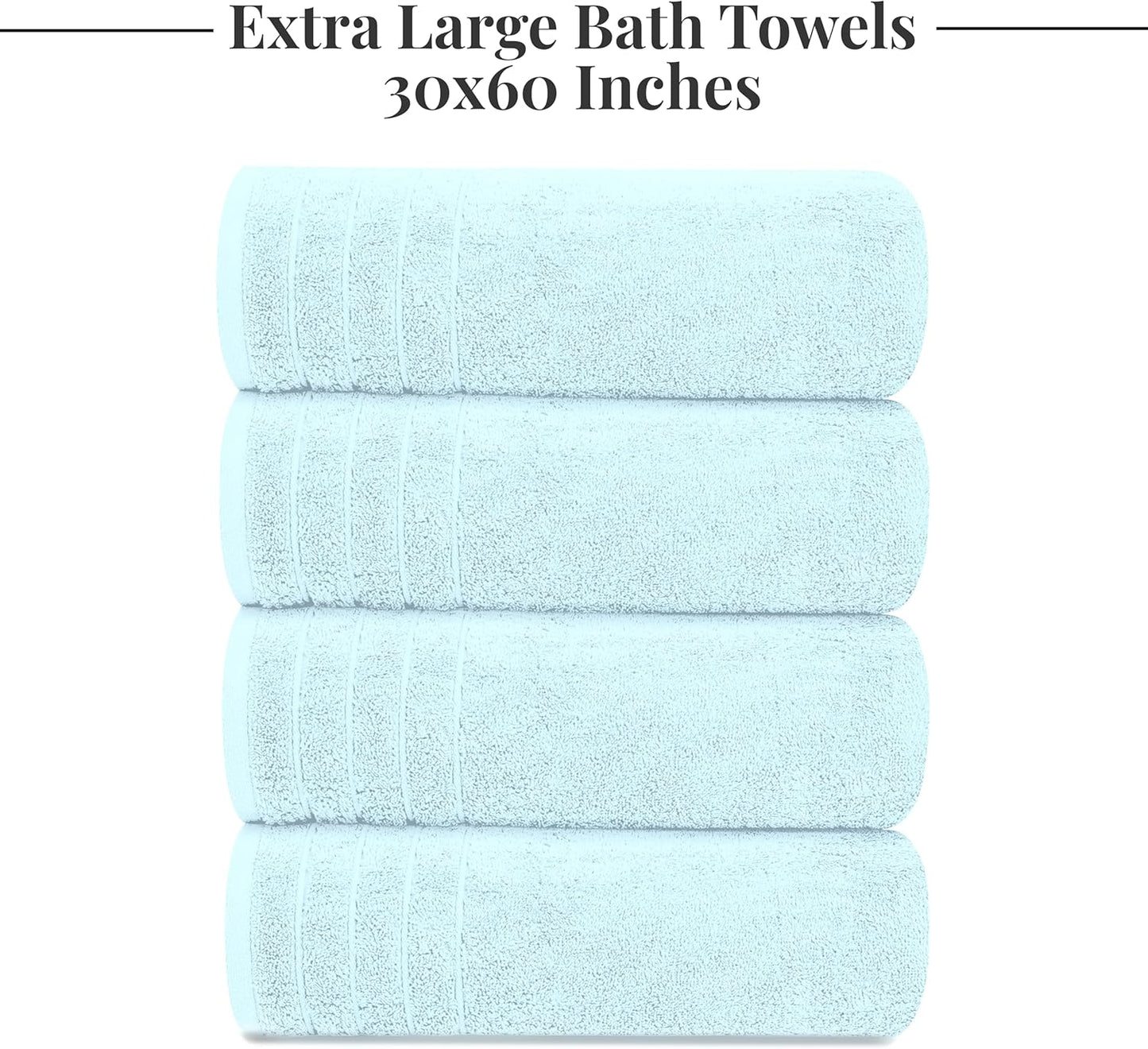 Tens Towels Extra Large Bath Towels 30 x 60 Inches, 100% Cotton, Larger & Lighter, Quicker to Dry, Lighter Weight, Super Soft and Absorbent, Perfect Bathroom Towels