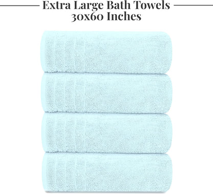 Tens Towels Extra Large Bath Towels 30 x 60 Inches, 100% Cotton, Larger & Lighter, Quicker to Dry, Lighter Weight, Super Soft and Absorbent, Perfect Bathroom Towels
