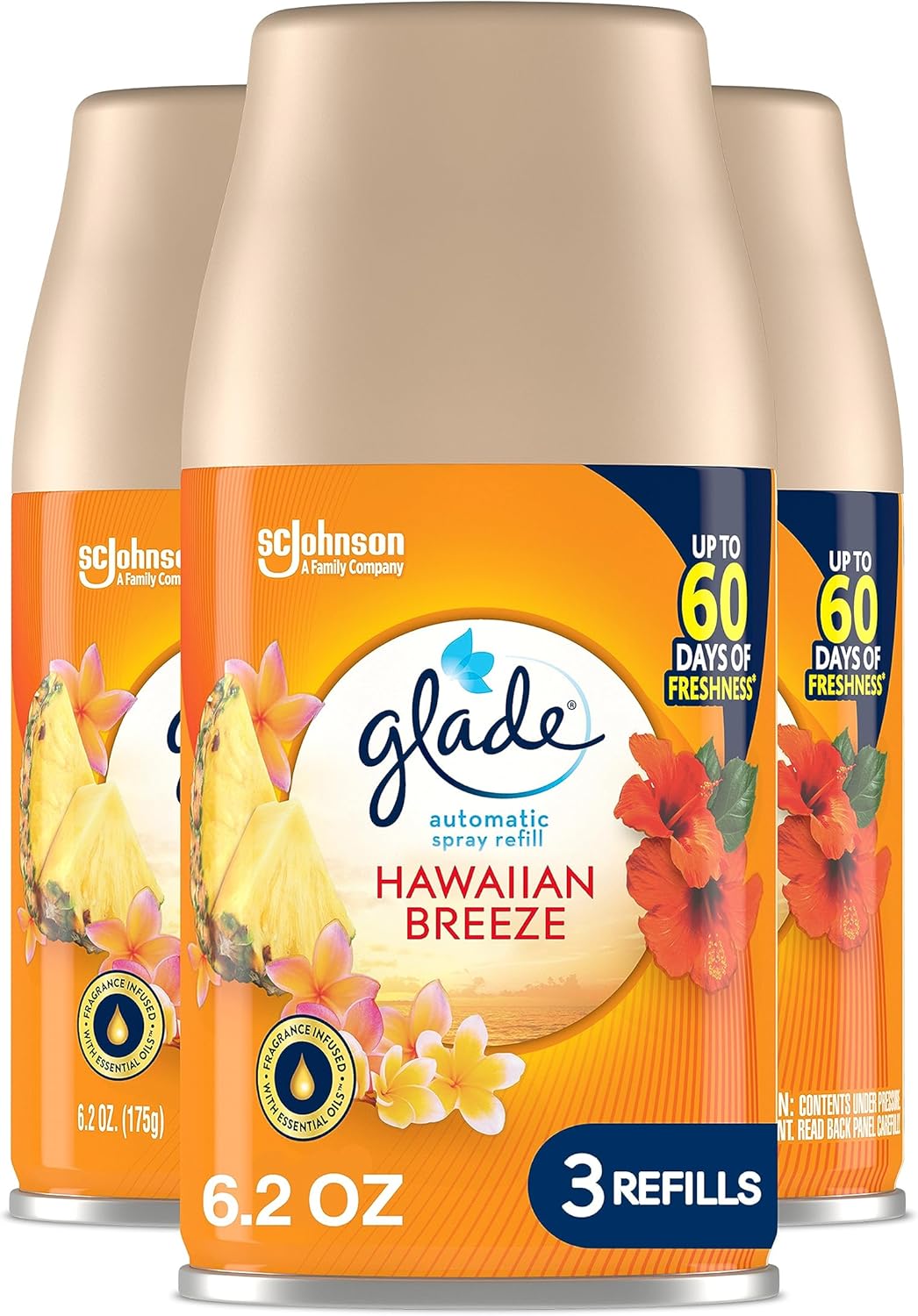 Glade Automatic Spray Air Freshener Refill, Scented Air Freshener for Home and Bathroom, Clean Linen, 6.2 Oz, 3 Count