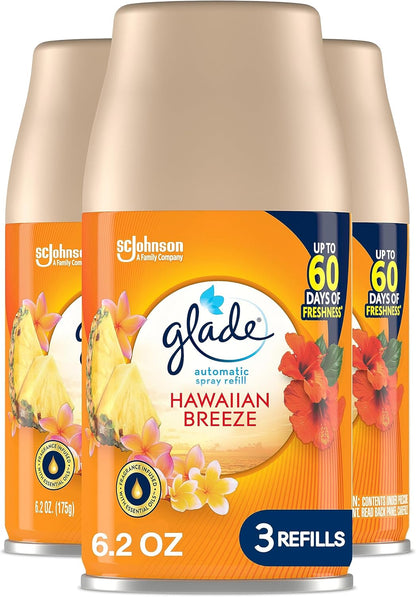 Glade Automatic Spray Air Freshener Refill, Scented Air Freshener for Home and Bathroom, Clean Linen, 6.2 Oz, 3 Count