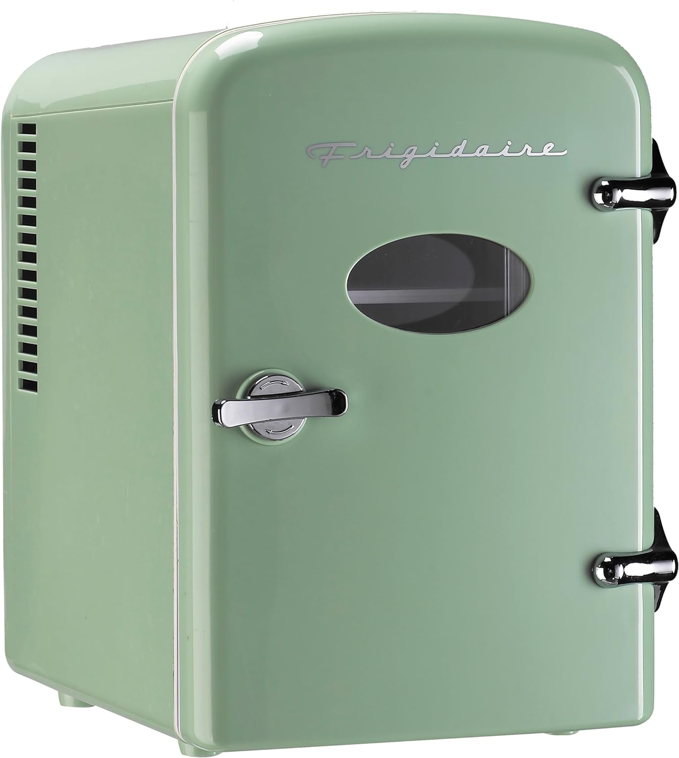 Frigidaire Retro Mini Fridge Cooler, 4L Capacity Chills 6 12oz Cans, 100% Freon-Free & Eco Friendly, Portable Fridge for Car, Office, Bedroom, Dorm Room, or Cabin - 9.84"D x 7.09"W x 10.35"H (Pink)